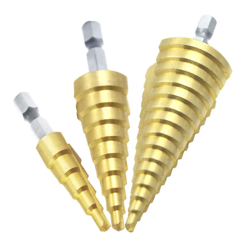 Metric Spiral Flute Pagoda Forma Hole Cutter 4-12/20/32mm HSS Oțel Con Burghiu Set HSS Oțel Pas Ascutit