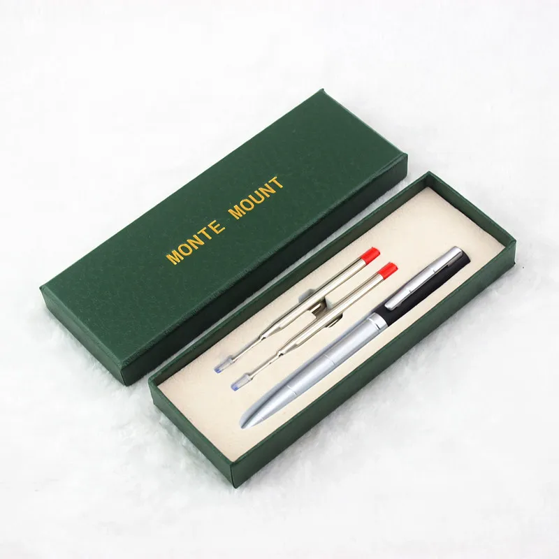Transport gratuit monte Pix de Lux Metalic Roller Ball Pen cu 0.5 mm Negru Cerneala Refill Pixuri Semnătura stilou pentru Cadou de Crăciun