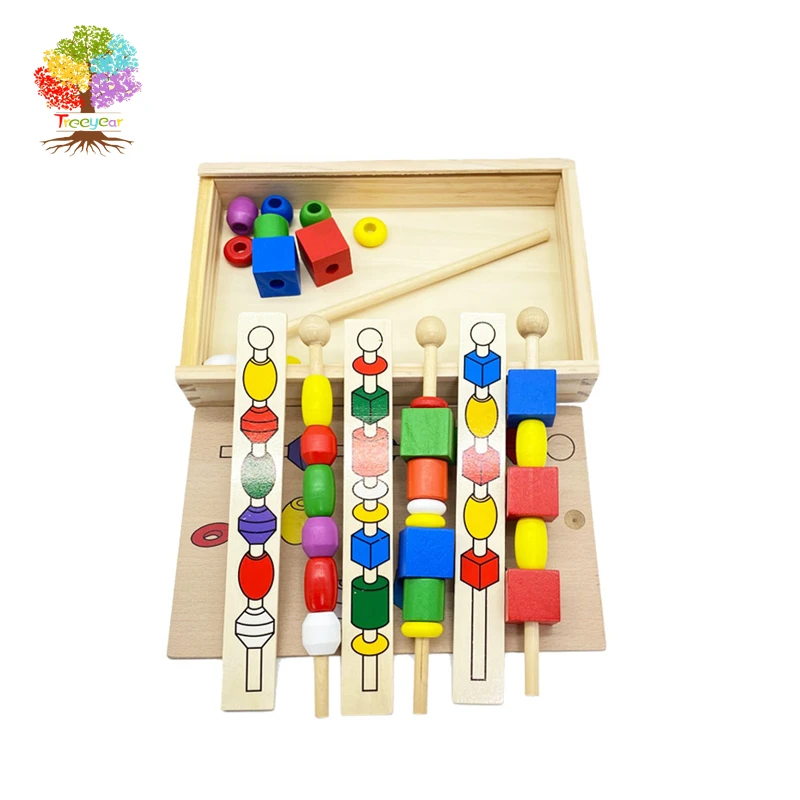 Treeyear Montessori pentru Copii Jucarii Educative din Lemn Colorat Forma de Stick ștrasuri din Mărgele Jucarii si Cadouri pentru Copii 2