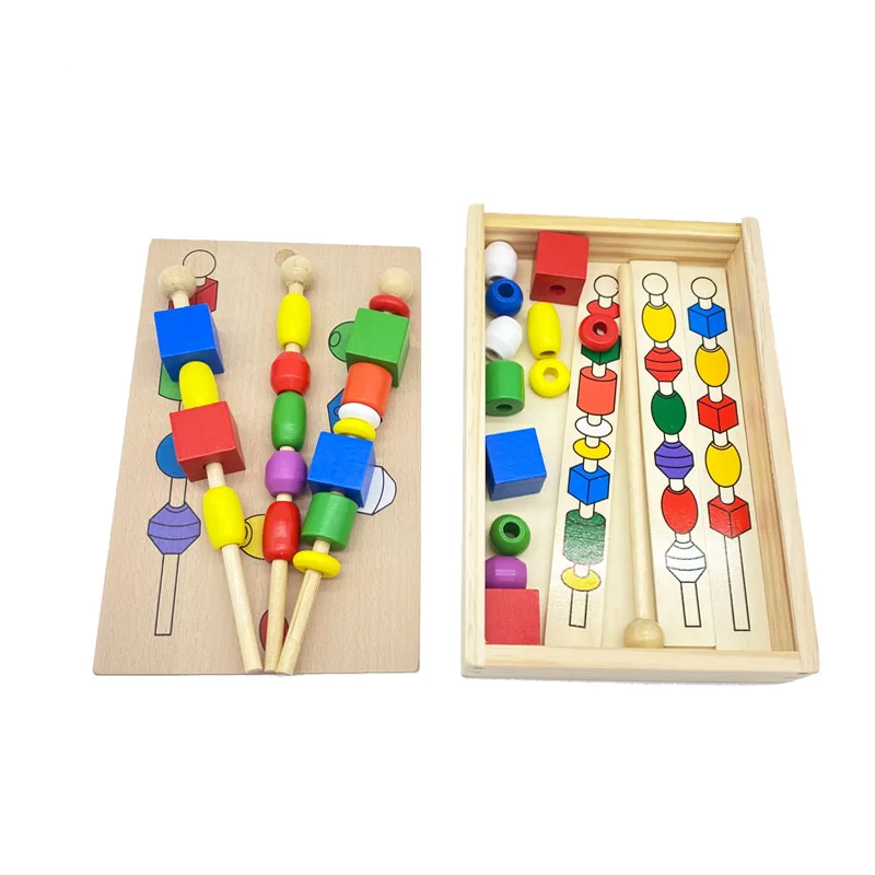 Treeyear Montessori pentru Copii Jucarii Educative din Lemn Colorat Forma de Stick ștrasuri din Mărgele Jucarii si Cadouri pentru Copii 4
