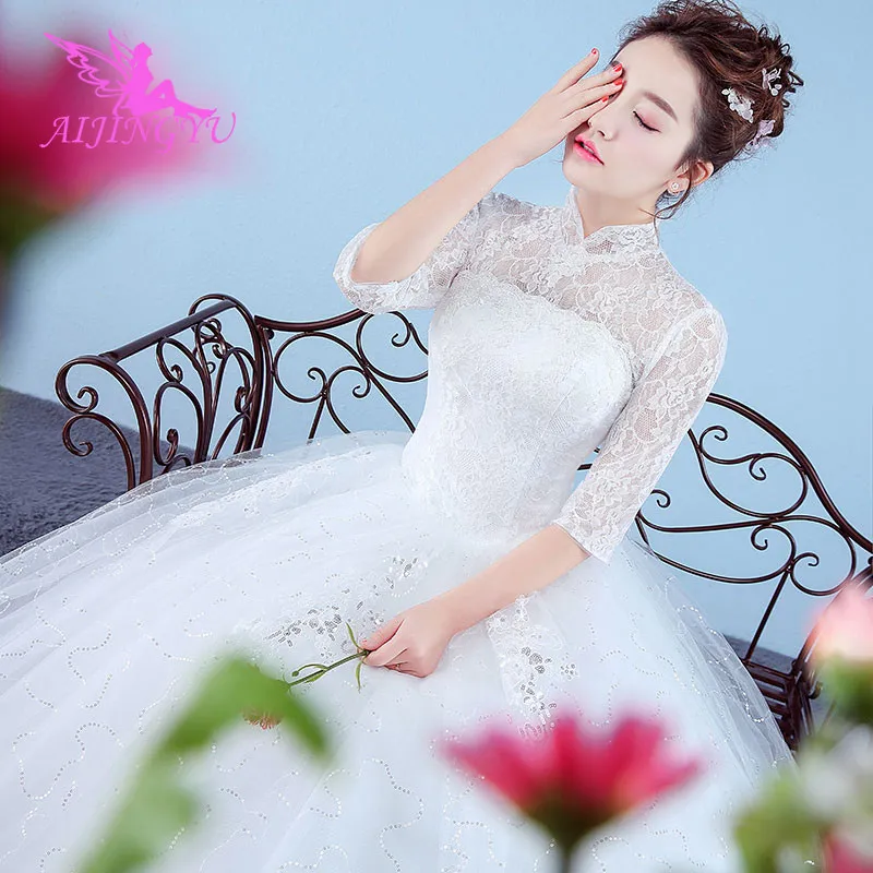 AIJINGYU 2021 printesa Personalizate noi de vânzare fierbinte ieftine minge rochie de dantelă sus înapoi formale rochii de mireasa rochie de mireasa WK834 4