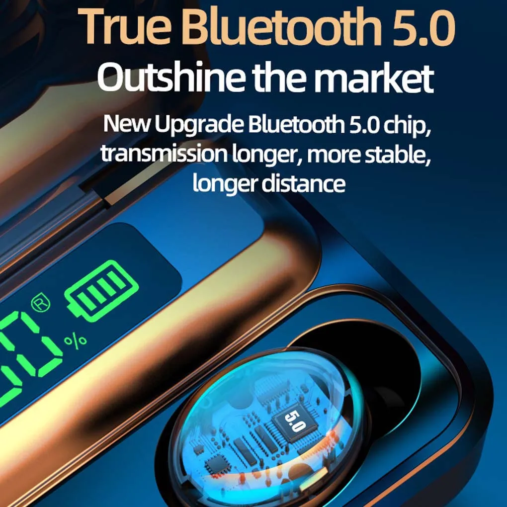 F9 TWS Bluetooth 5.0 Căști Sport rezistent la apa Căști Touch Control Pavilioane Wireless 9D Stereo Cu 1200mAh de Încărcare Cutie