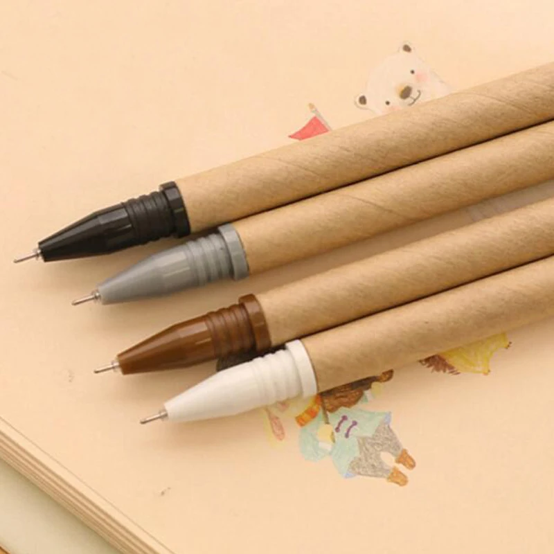 Noi 20 Buc/lot Hârtie Kraft Pen Mediu Prietenos Hârtie Reciclată Minge Punct Stilou cu Ridicata Scris Școală Birou Pixuri 0