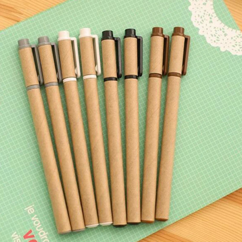 Noi 20 Buc/lot Hârtie Kraft Pen Mediu Prietenos Hârtie Reciclată Minge Punct Stilou cu Ridicata Scris Școală Birou Pixuri 4