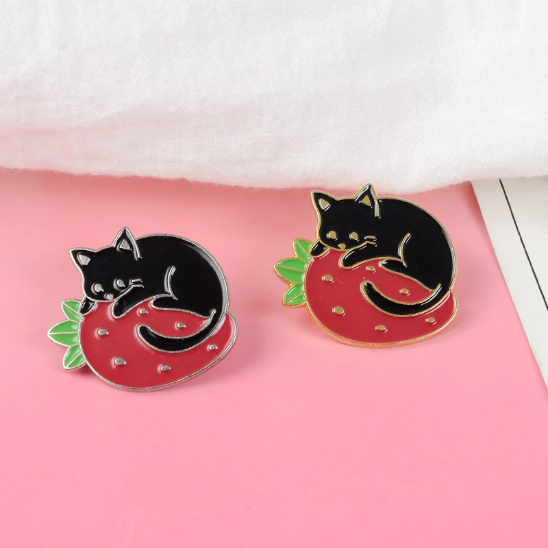 Fructe Cat ace de Rever Cat de Dormit Broșe Rucsac-Sac de Pălărie Jachete de Piele Accesorii Kitty Bijuterii Cadou pentru doamna Pisica 1