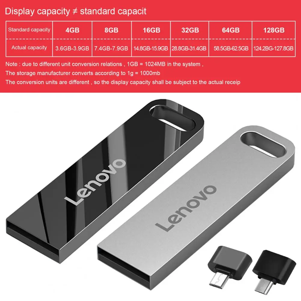 Lenovo U Disc USB3.0 Metal Unitate Flash USB de 128GB, 256GB 64GB Viteza Mare X5000M Pendrive pentru SmartPhone/Tableta/PC 32GB 16GB