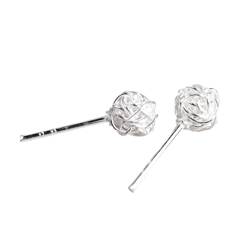 Veritabil 925 Sterline de Argint Thai Bijuterii Gol Sârmă Răsucită Mingea Piercing-ul Stud Cercei pentru Femeile Versiunea coreeană 1