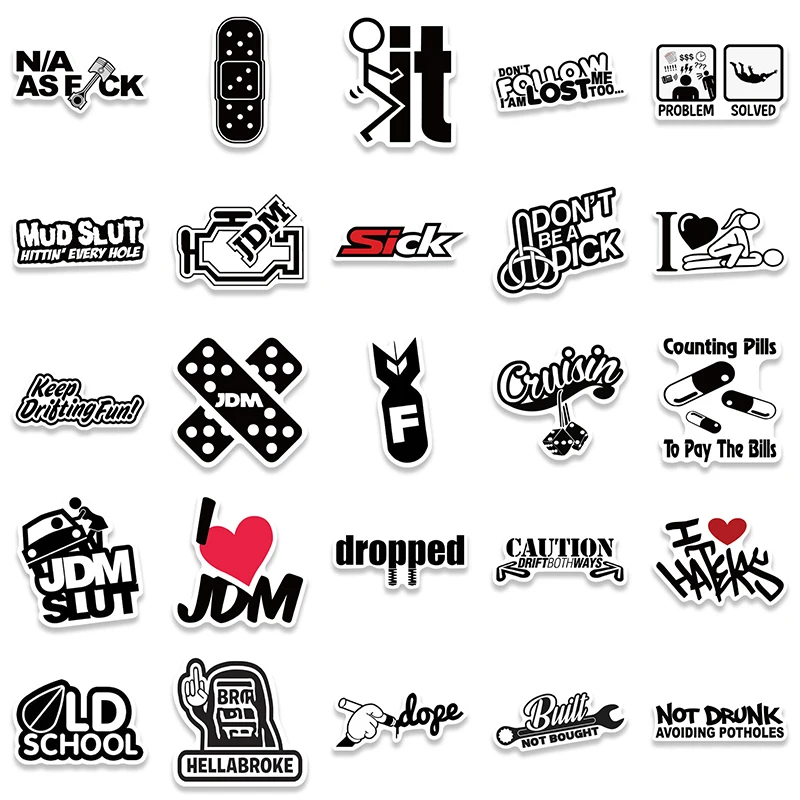 10/50PCS/set Desene animate Japonia JDM Masina Cool Mix Graffiti, Stickere Pentru Laptop Bagaje Caz de Telefon DIY Casca Skateboard-ul de Chitara 1
