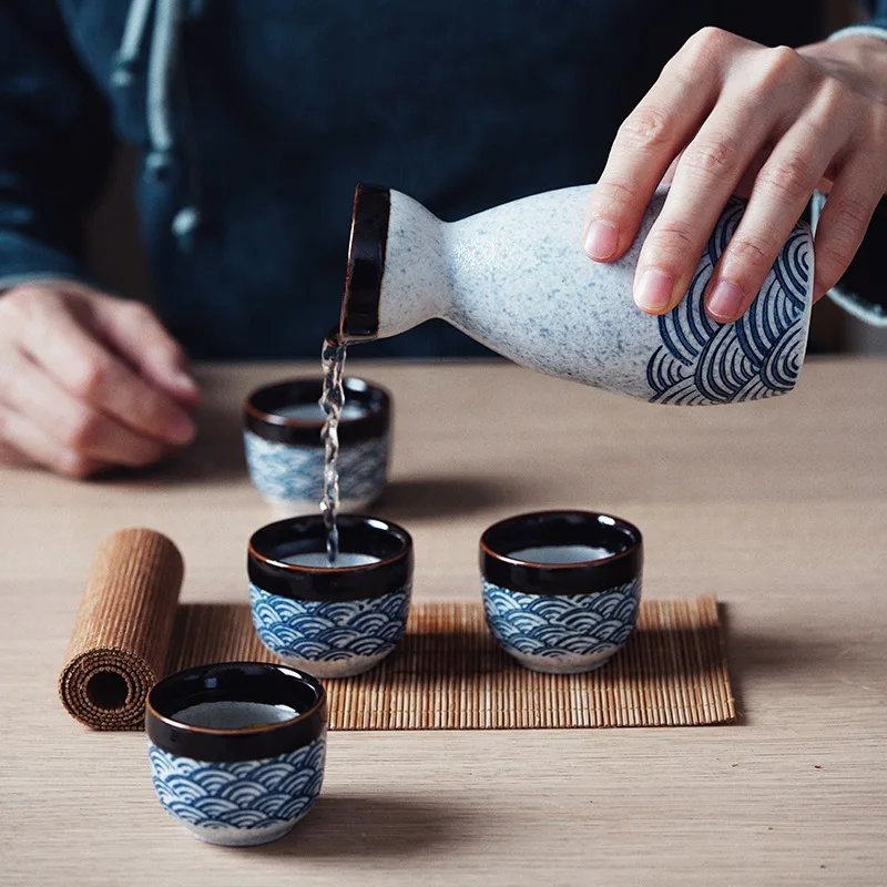 KINGLANG Sake-ul Japonez 5PCS/ Set Ambalare Cadou Ceramice Balon Accesorii Decor sticla, Paharul de Vin Seturi