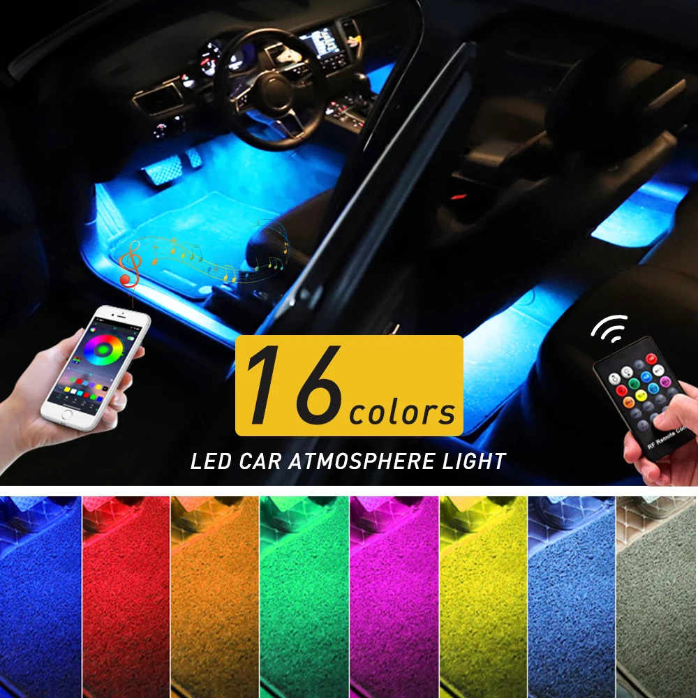 APP de Control cu LED-uri Decorative, Banda de Lumina Kit Auto Lumini Ambientale pentru BMW F10 F30 E60 E90 Skoda Octavia A3 A5 Interior Picior Lampa de 12V 3