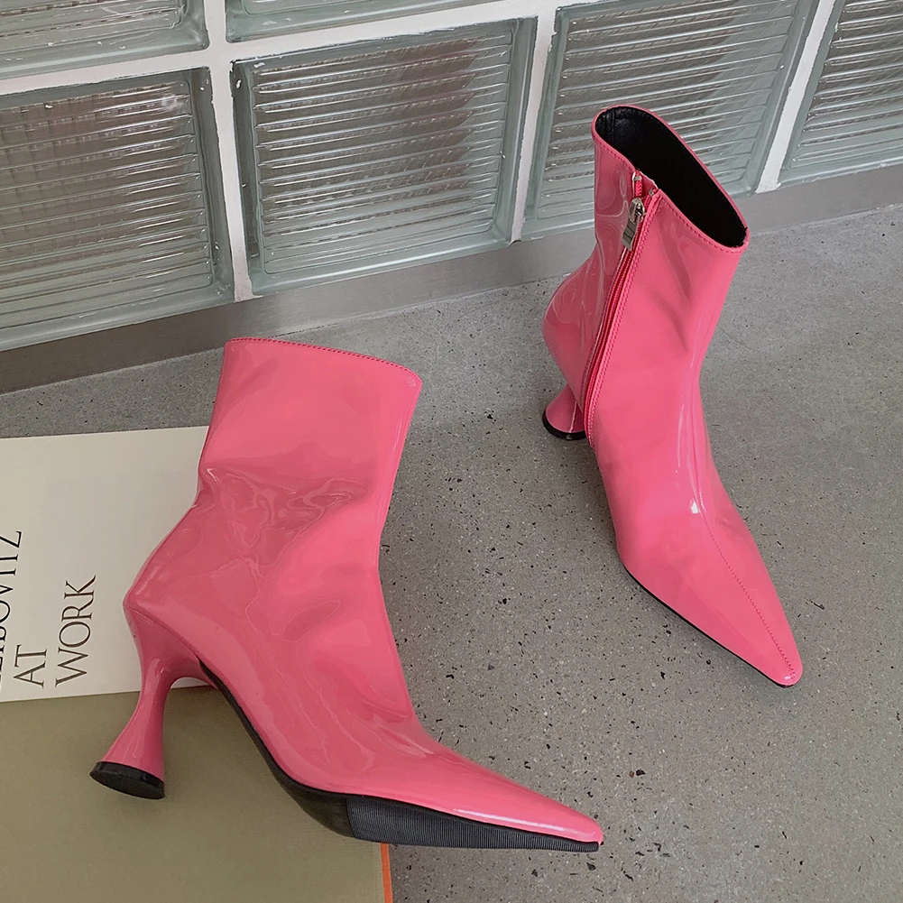 SaraIris URI de Brand Nou la Modă Fermoar Subliniat Toe Ciudat Toc Glezna Cizme de Designer Elegant Petrecere Mature femei Pantofi