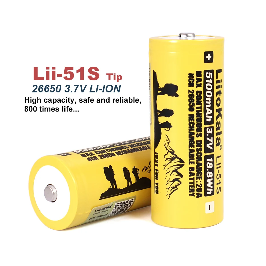 1-10BUC Liitokala LII-51S 26650 20A 3.7 V Putere Baterie Reîncărcabilă Litiu 26650A 5100mA Potrivit Pentru Lanterna (PCB)