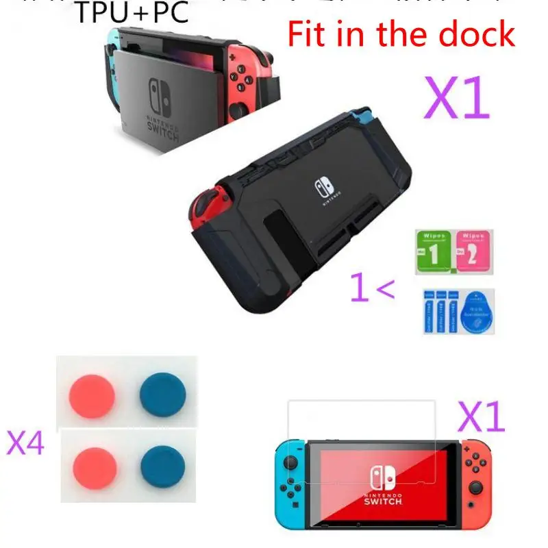 TPU Caz PC pentru Nintendo Accesorii Întrerupător de rezistent la Șocuri Ecran Protector de Acoperire Coajă Degetul mare Stick Capac Carcasa Consola de Joc Funda