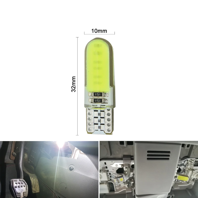 10x T10 W5W cu LED-uri Auto Bec Semnal COB Lumina Interioara 12V Super Luminoase de Lectură Auto de Înmatriculare geamantan Pană Partea Lampa 1