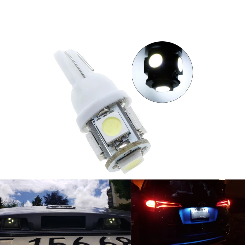 10x T10 W5W Semnalizare cu LED-uri Bec Auto de Interior Dome Lumina de Citit 12V Auto Ușă Portbagaj Partea de Înmatriculare de Bagaje Lampa 5SMD 5050 Alb