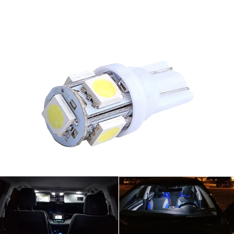 10x T10 W5W Semnalizare cu LED-uri Bec Auto de Interior Dome Lumina de Citit 12V Auto Ușă Portbagaj Partea de Înmatriculare de Bagaje Lampa 5SMD 5050 Alb 4