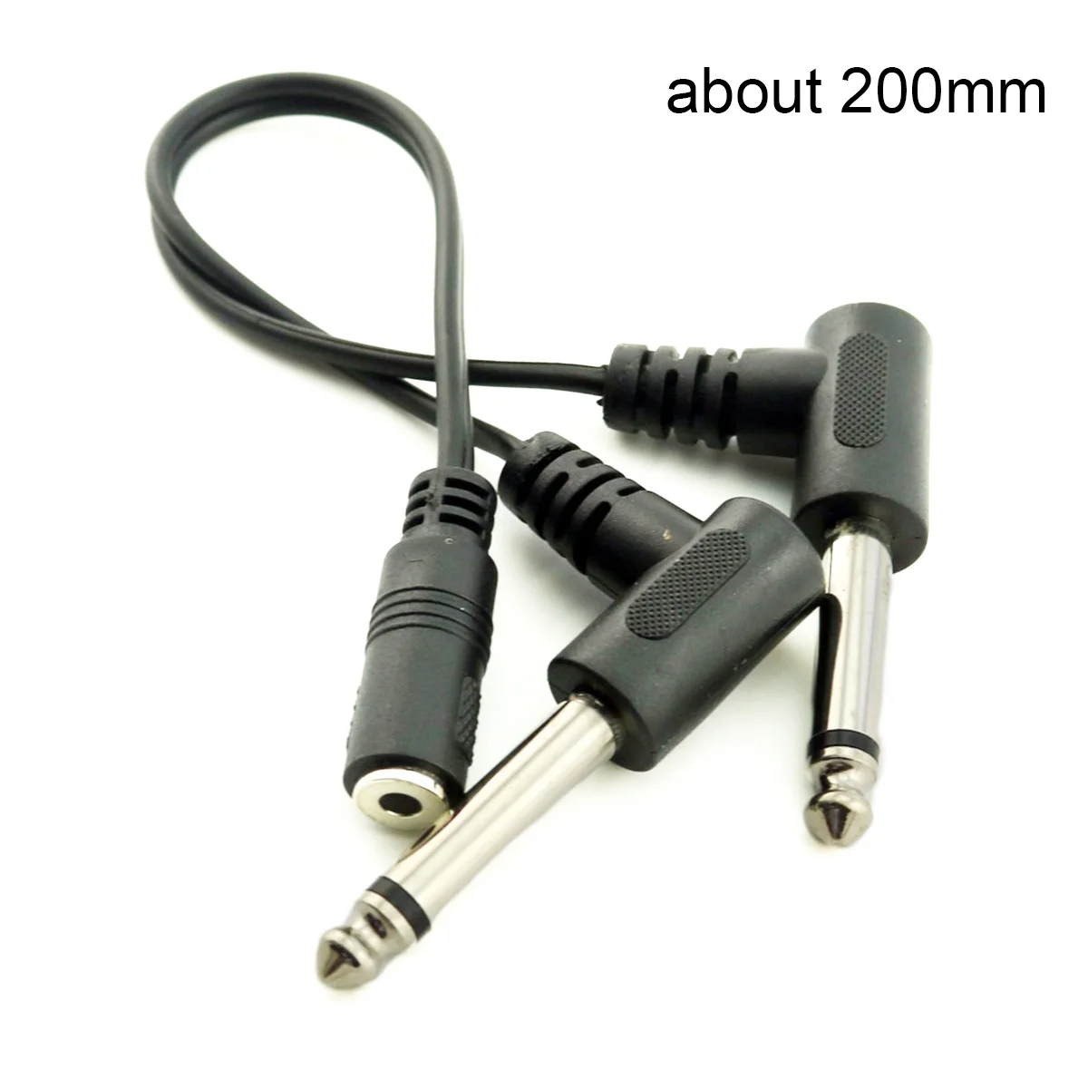 3.5 mm Mini 1/8 inch TRS Stereo de sex Feminin Jack pentru Dual 1/4 6,35 mm Male Plug Mono TS Unghi Drept Adaptor Audio Y Splitter Cablu