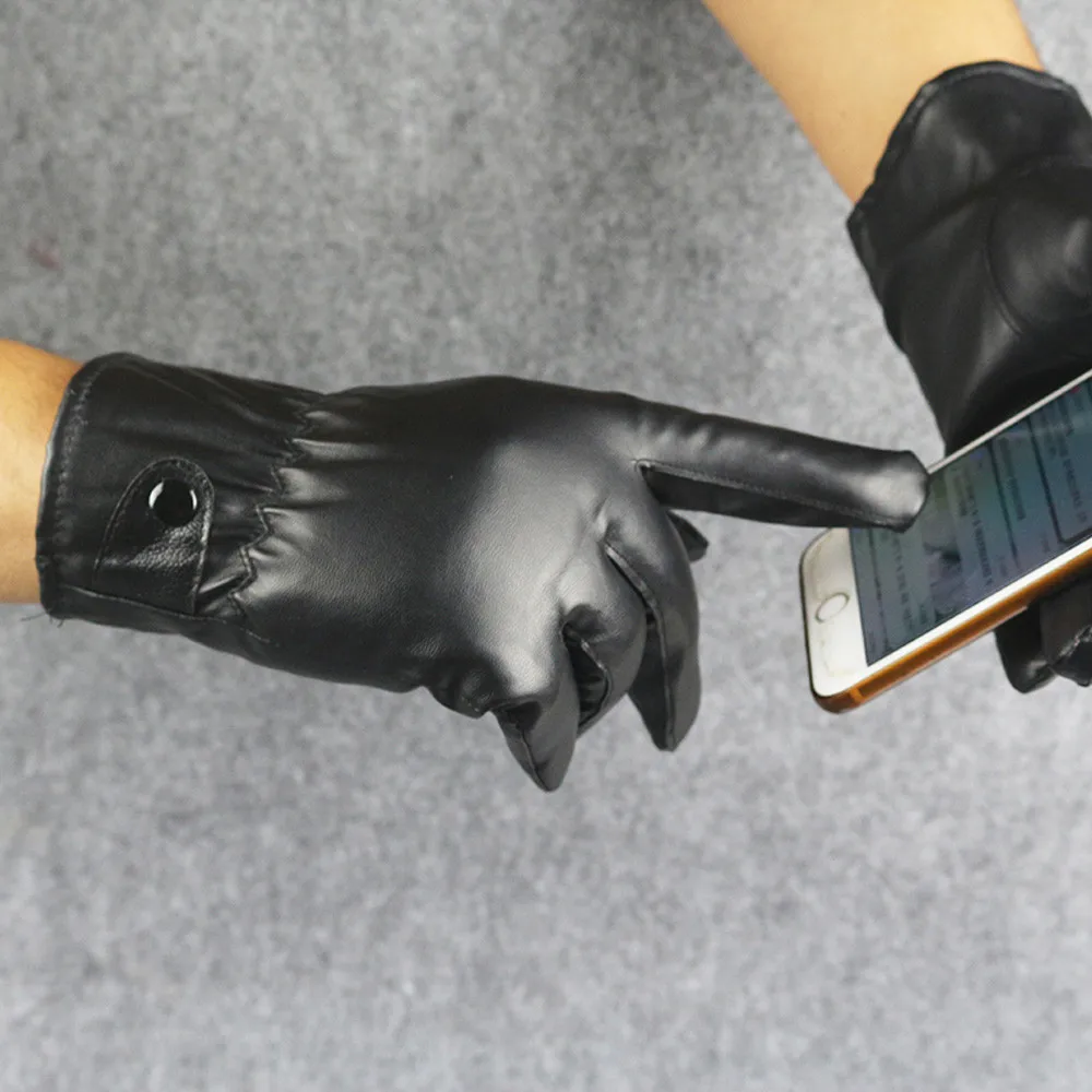 Mănuși de iarnă pentru Bărbați, Femei de Lux din Piele PU Cașmir Cald Mănuși de Conducere Black Touch Ecran Mănuși Impermeabile în aer liber Mănuși cu un deget