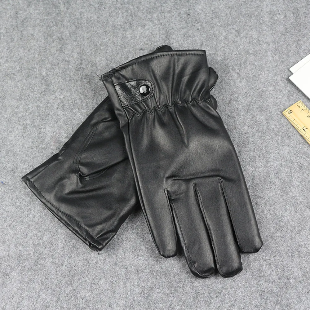 Mănuși de iarnă pentru Bărbați, Femei de Lux din Piele PU Cașmir Cald Mănuși de Conducere Black Touch Ecran Mănuși Impermeabile în aer liber Mănuși cu un deget 2