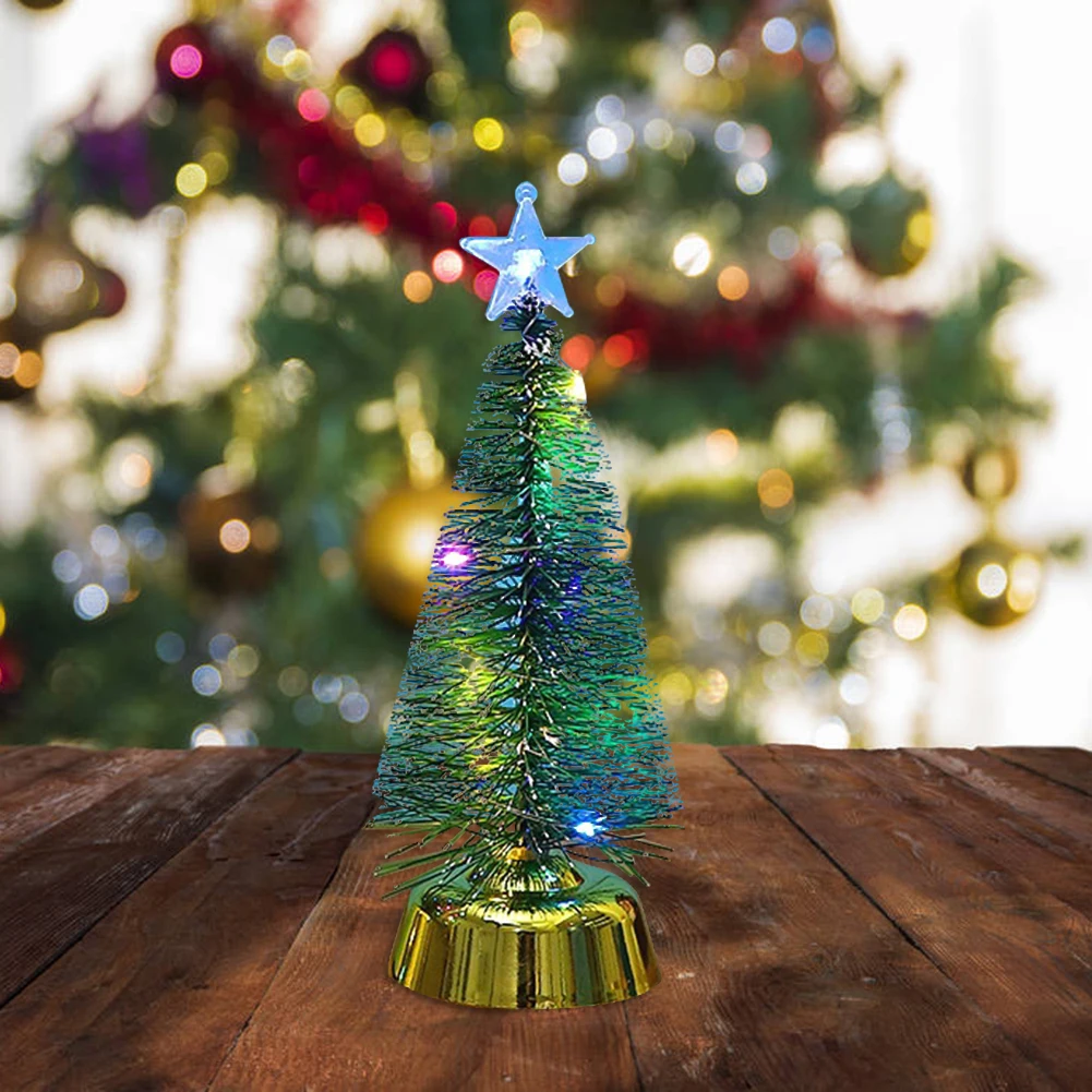 Mic de Crăciun Copac Decorativ cu LED Lumina Festival Acasă Atmosfera de Petrecere Ornament Desktop Alimentat de la Baterie Copil Cadou