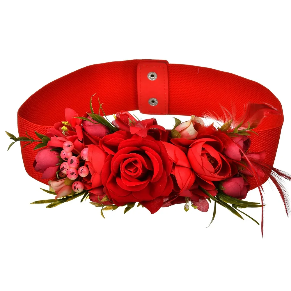 Artificiale flori de trandafir centura lata Roșu centura elastica