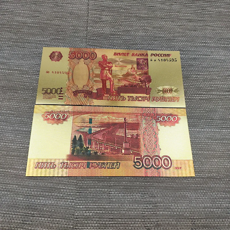 Rus Folie De Aur Colorate Bancnote De 5.000 De Ruble De Aur Placat Cu Bani Replica Bancnote De Colectare Meserii Cadou Suvenir Decor Acasă