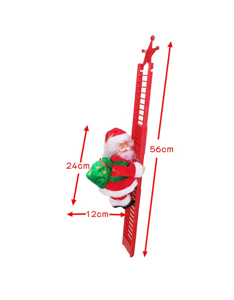 Moș Crăciun Alpinism Scara Jucării Electrice Cântând în Sus și în Jos Moș Crăciun Ornamente Copii Păpușă de Pluș Jucărie pentru Pomul de Crăciun Decor