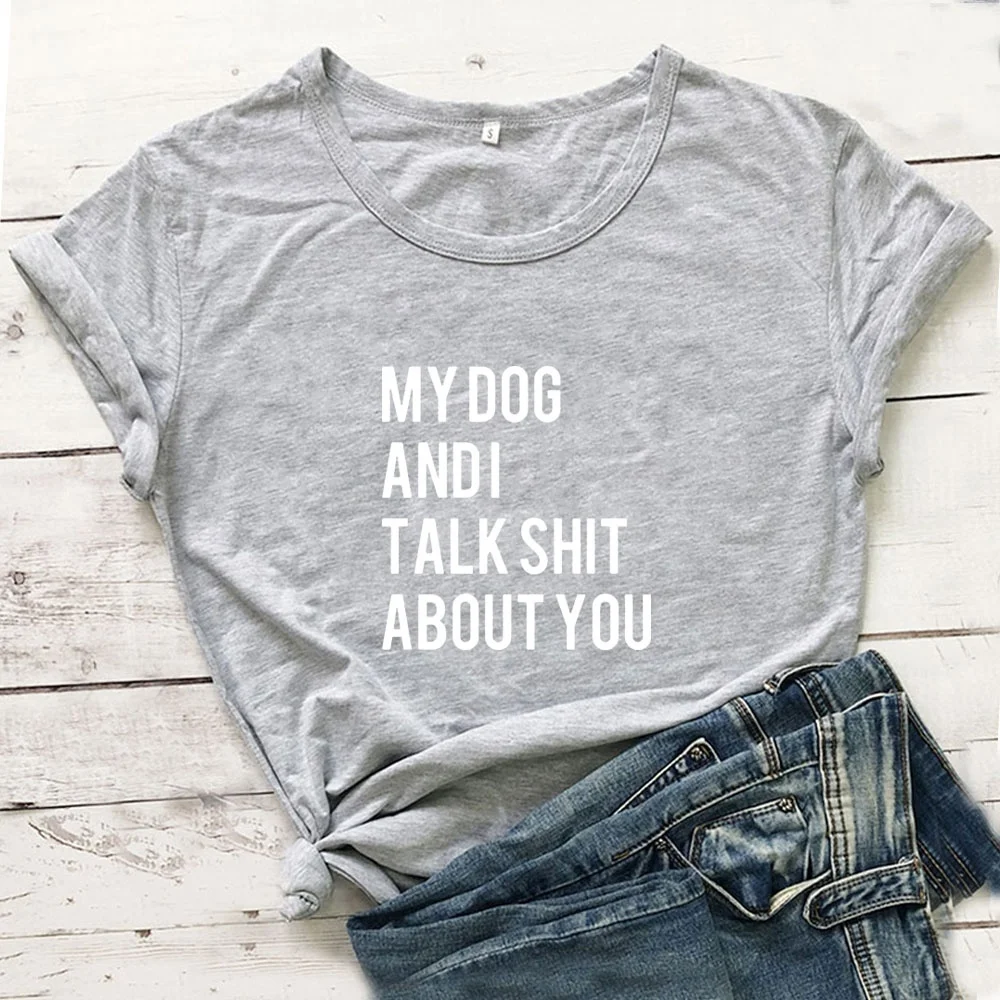 Câinele meu și eu Vorbesc cu Tine Amuzant Tricou Femei Maneci Scurte din Bumbac Tricou Femei Top Alb Vrac Tricou Femme Casual Camiseta Mujer