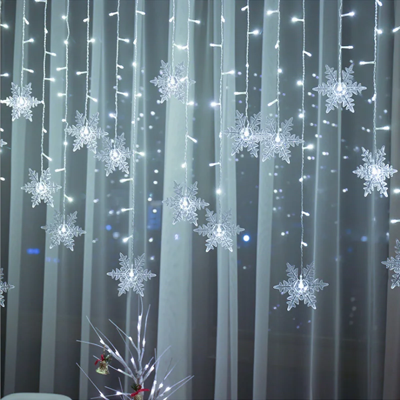Fulgi de zăpadă de crăciun lumini Șir LED Lumini Intermitente Perdea de Lumina Impermeabil Petrecere de Vacanță Conectabil Val de Basm Lumina 4M