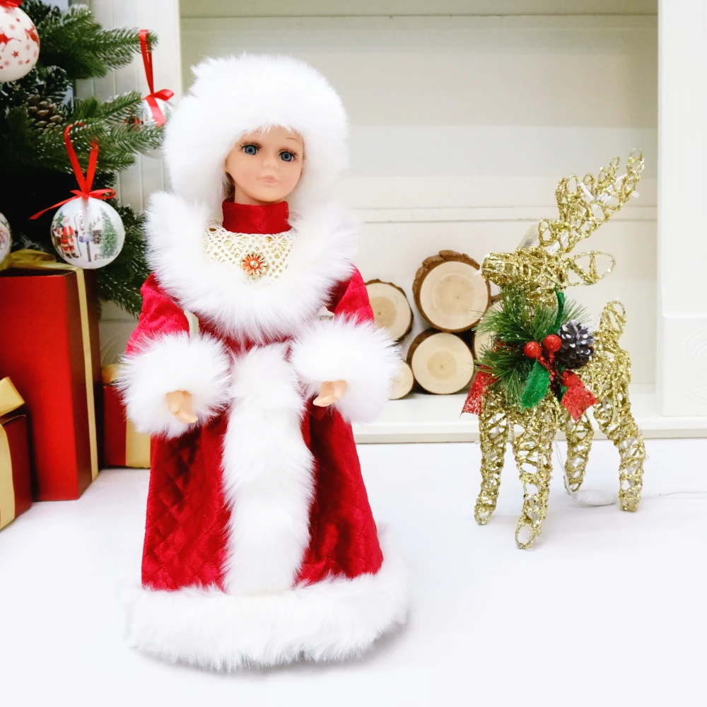 Muzical Maiden Zăpadă Moș Crăciun Dans Păpuși De Pluș, Jucării, Ornamente De Crăciun, Decorare Cifre Acasă Decor Casa Cadou De Anul Nou
