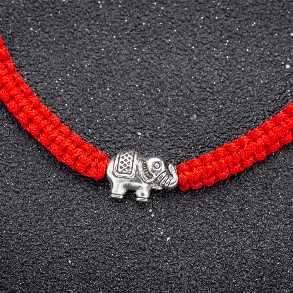 Vintage Simplu Șir Roșu Elefant Farmec Fir de Bratara pentru Barbati Femei Bijuterii lucrate Manual Brățară Reglabil