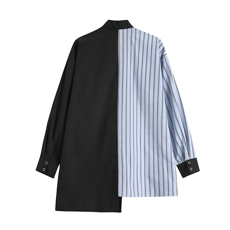 Moda Femei Bluza Mozaic Neregulat Stripe Shirt 2021 Toamna Epocă Liber Streetwear Casual Cu Maneci Lungi Tricou Femei Topuri 3