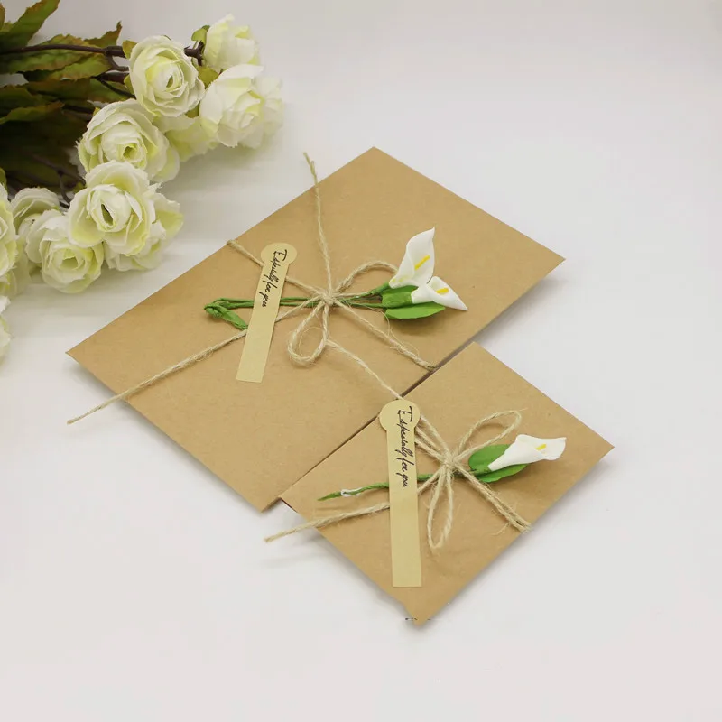 10buc Retro Plic manuale carte poștală DIY arta card cadou card cadou, flori uscate carte de absolvire