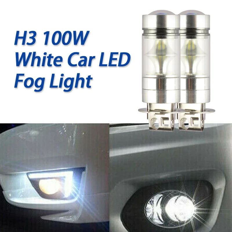 100W 20smd 6000K Alb Auto LED de Mare Putere Lampă de Ceață H3 H1 LED-uri Lămpi Ceață Față Și Spate Becuri Auto Piese 1/2 BUC