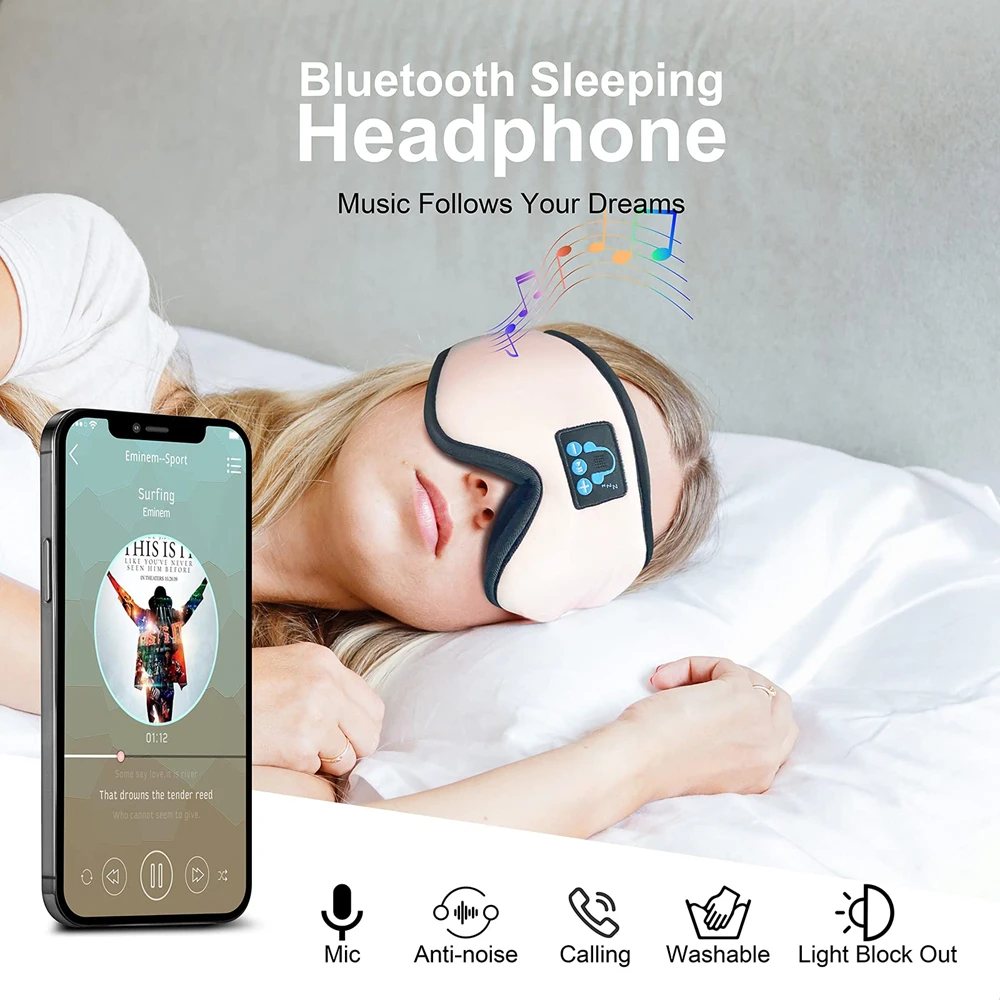 V5.0 Somn artefact respirabil Masca de Ochi Căști fără Fir, căști HiFi pentru Masca de Dormit cu Bluetooth pentru Căști de Dropshipping 3