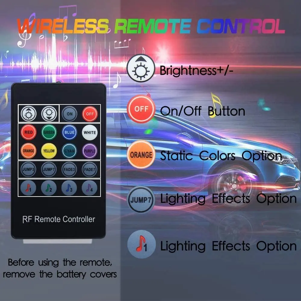 NLpearl LED-uri Auto Caroserie Lumina Cu Telecomanda /APP de Control RGB LED Neon Underglow Lumini Auto Decorative Ambiant Lampa