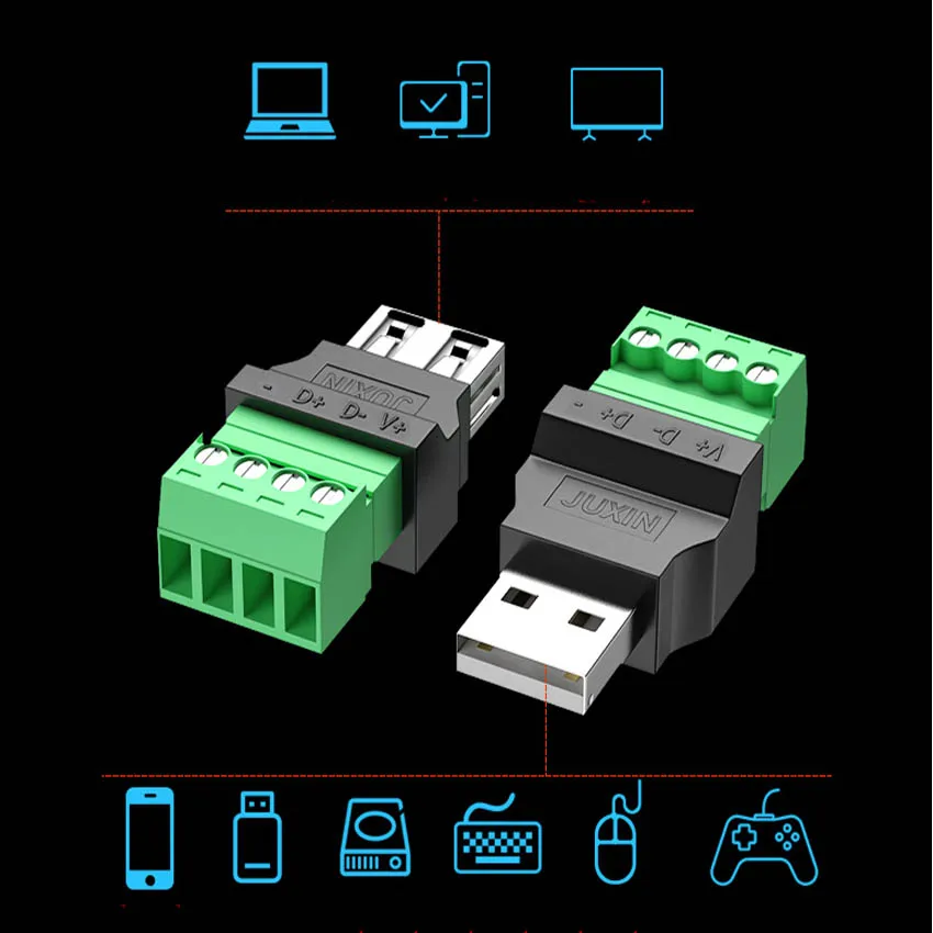 USB CONECTOR USB 2.0 Tip a, Feminin/Masculin la 5 Pin Terminal cu Șurub Conector adaptor