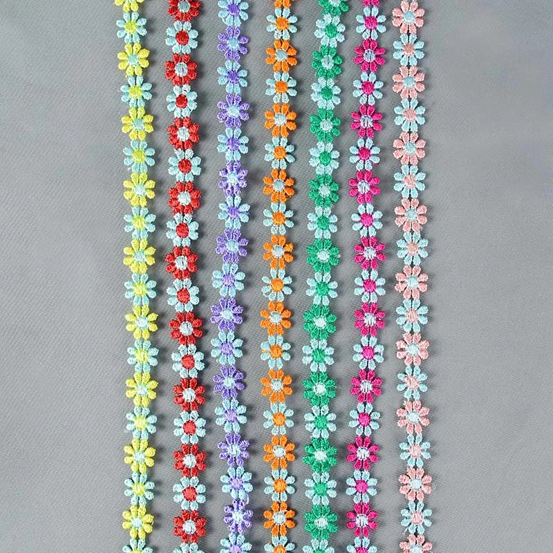 3yards/lot 1,2 cm Colorat Daisy Floare Dantelă de Ornamente pentru Tricotat Nunta Panglică Brodată Manual DIY Mozaic de Cusut Consumabile