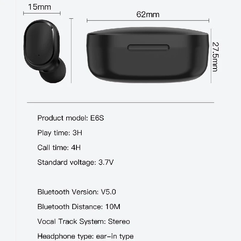 Păstrăm e6 TWS Wireless Căști Bluetooth-compatibil Cu Încărcare Caseta Mini-Căștile Sport HIFI Stereo Căști pentru telefon Huawei