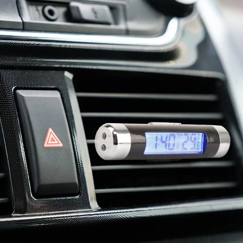 Masina Digital LCD Ceas de Afișare a Temperaturii Termometru Auto Ceas Electronic cu Termometru LED Backlight Accesorii Auto 2 in 1 3