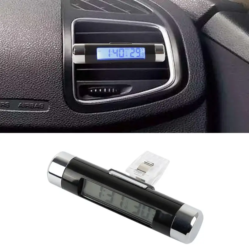 Masina Digital LCD Ceas de Afișare a Temperaturii Termometru Auto Ceas Electronic cu Termometru LED Backlight Accesorii Auto 2 in 1 5