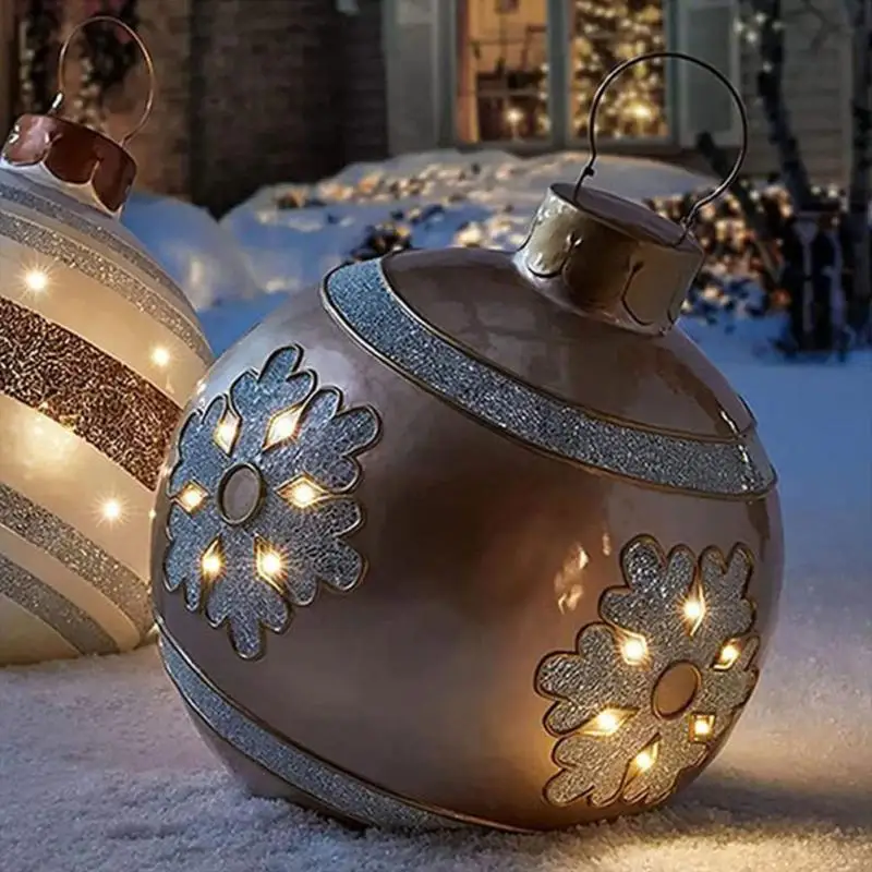 PVC Gonflabila Mingi de Crăciun Sărbătorile Atmosferă de Sărbătoare Baubles Jucarii Gigant de Crăciun Decorat cu Mingea Mică Lanternă Cadou 60CM