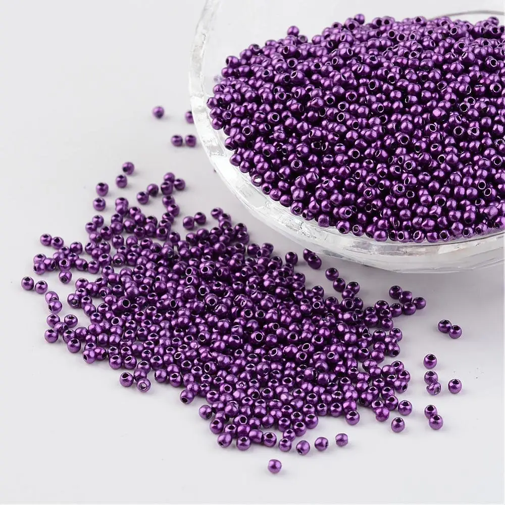 3000buc/50g 11/0 Sticlă Margele de Semințe Vopsea de Copt Rotund Violet 2x1.5 mm Gaură: 0.7 mm 2
