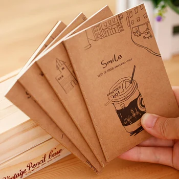 1 x epocă desene animate mini motebook jurnal notepad kawaii papetărie hârtie memo pad papelaria școală, rechizite de birou