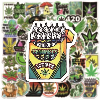 10/30/50PCS Personalizate Frunza de Marijuana Frunze Verzi Graffiti Autocolant Impermeabil Valiza Notebook Frigider Apă CupWholesale 0