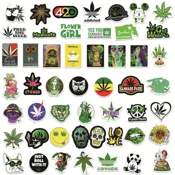 10/30/50PCS Personalizate Frunza de Marijuana Frunze Verzi Graffiti Autocolant Impermeabil Valiza Notebook Frigider Apă CupWholesale 1
