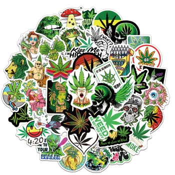 10/30/50PCS Personalizate Frunza de Marijuana Frunze Verzi Graffiti Autocolant Impermeabil Valiza Notebook Frigider Apă CupWholesale 2