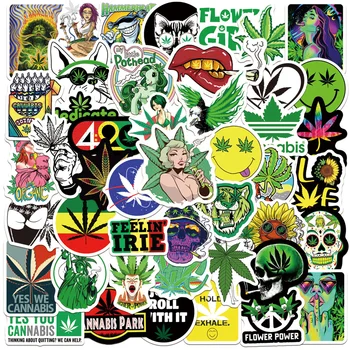 10/30/50PCS Personalizate Frunza de Marijuana Frunze Verzi Graffiti Autocolant Impermeabil Valiza Notebook Frigider Apă CupWholesale 4