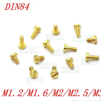 100buc/lot Lustruit M1.2 M1.6 M2 M2.5 M3 DIN84 Alamă brânză cap crestat șurub șuruburi pentru mașini de cupru