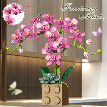1396pcs Flori Blocuri Orhidee Serie Bonsai cu Flori Model Blocuri de Cărămizi de Asamblare Jucarii Pentru Copii, Cadouri Decor Acasă